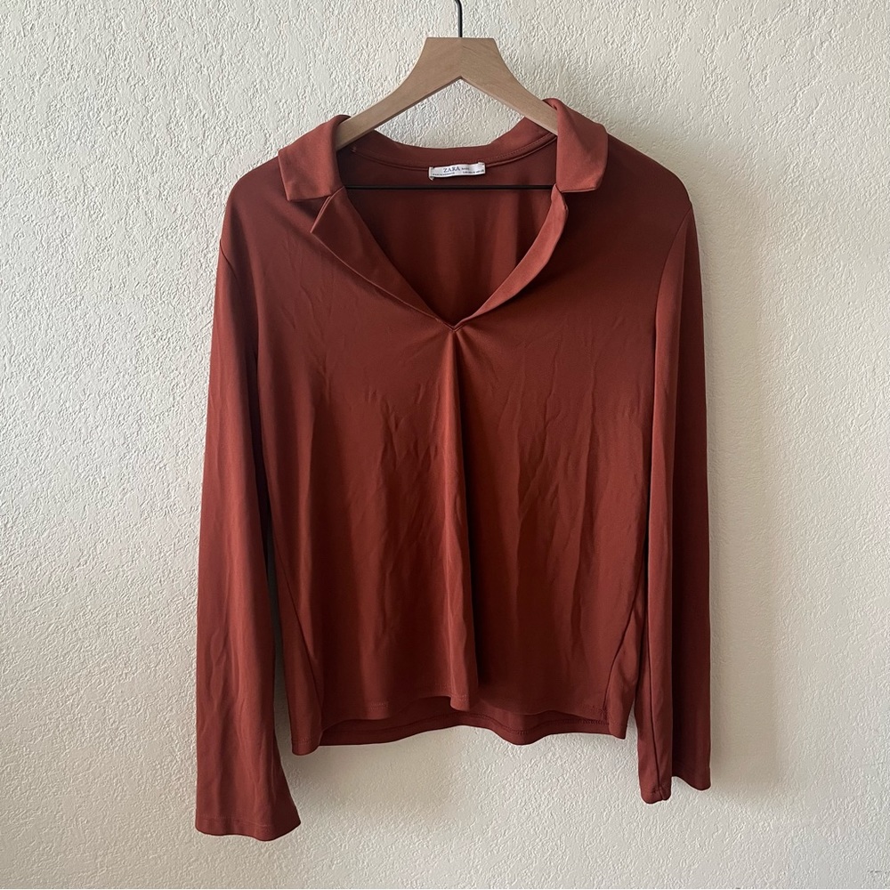 ZARA Terracotta Tunic Long Sleeve Top